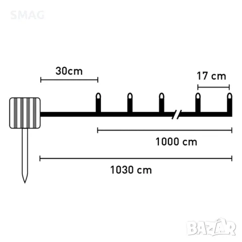 60 вътрешни-външни слънчеви LED лампи със сензор за светлина 10,3 м - топло бяло S_1204161, снимка 4 - Соларни лампи - 49921278