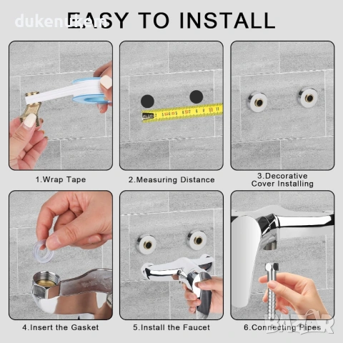 Смесител за душ – стенен, едноръкохватков, хром, G 1/2, снимка 7 - Смесители - 53372502