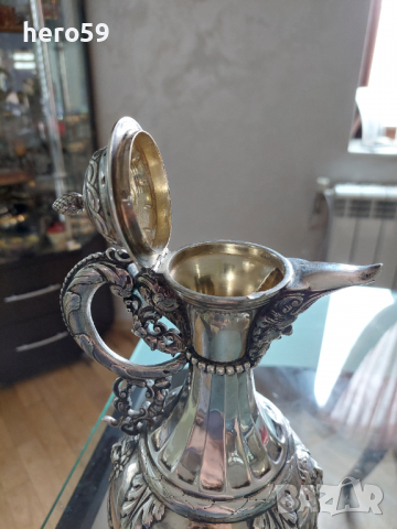 RRR Много рядка сребърна кана/ 19 век/сребро, злато, чаша, снимка 17 - Антикварни и старинни предмети - 36497082