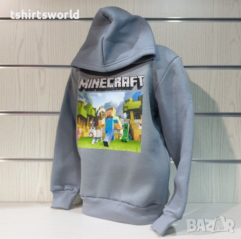 Нов детски суичър в тъмносив цвят с дигитален печат MINECRAFT, снимка 8 - Детски анцузи и суичери - 38507018