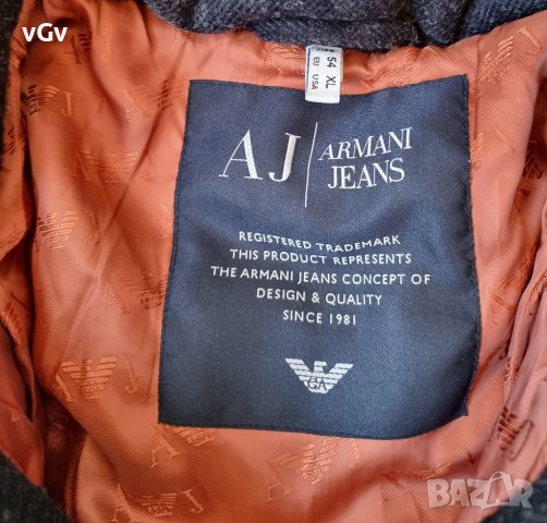 Мъжко палто  Armani Jeans Checked Duffle Coat - XL, снимка 5 - Палта - 43558638