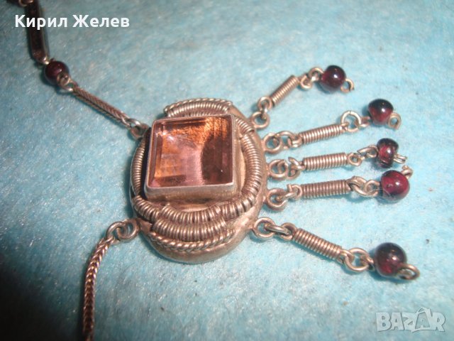 СТАРИННО СКЪПОЦЕННО СРЕБЪРНО КОЛИЕ СРЕБРО 800 с АМЕТИСТ АРТ ДЕКО АНГЛИЯ ЮВЕЛИРЕН РЪЧЕН УНИКАТ 26439, снимка 7 - Антикварни и старинни предмети - 34854596