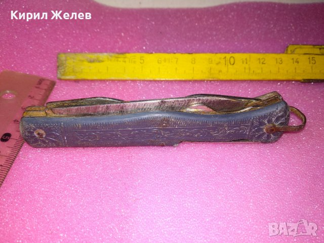 USSR Старо РЯДЪК КОЛЕКЦИОНЕРСКИ МОДЕЛ РУСКО РИБАРСКО ДЖОБНО НОЖЧЕ СССР ФЛОРАЛНО ОРНАМЕНТИРАНО 43099, снимка 17 - Колекции - 44041328