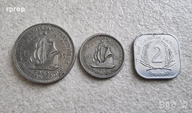 Монети. Карибски басеин . Източни кариби.  2, 10 и 25 цента.3 бр.