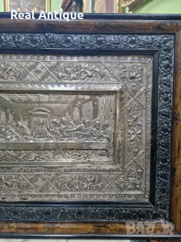 Прекрасна антикварна картина икона Тайната вечеря , снимка 7 - Икони - 49938432