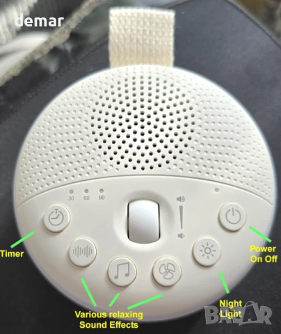 Машина за бял шум с нощна светлина, 21 успокояващи звука, батерия 1800mAh, таймер, снимка 7 - Други стоки за дома - 50601715
