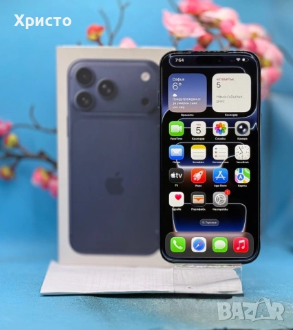 ГАРАНЦИОНЕН!!! Apple iPhone 17 Pro Max, 256GB, 5G, Deep Blue + подарък оригинален адаптер Apple, снимка 2 - Apple iPhone - 53436906