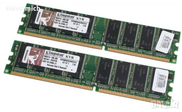Рам памет RAM Kingston модел KVR400X64C3AK2 1 GB DDR1 400 Mhz честота, снимка 1 - RAM памет - 28111311