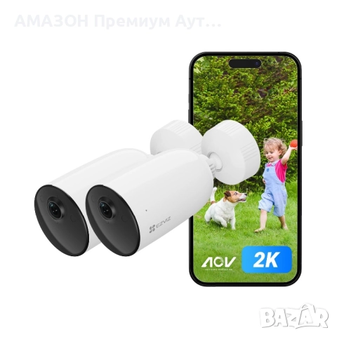 EZVIZ CB3 2K AOV 2 бр. Безжични външни акумулаторни WiFi камери за видеонаблюдение/нощно виждане, снимка 1