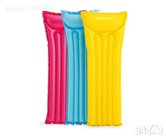 Надуваем дюшек матрак 3 цвята син жълт розов, снимка 2 - Басейни и аксесоари - 49892408