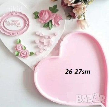 Голямо сърце пано рамка подложка силиконов молд форма калъп гипс декор