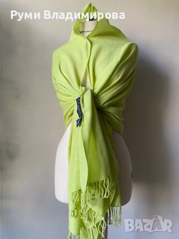 Светлозелен и бледожълт шал/ различни видове, снимка 11 - Шалове - 50106959
