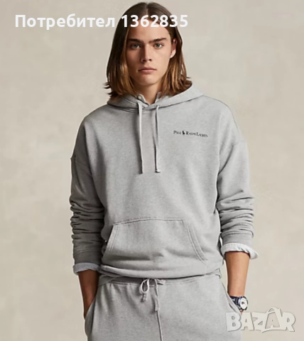 НОВ оригинален сив памучен суичър POLO RALPH LAUREN размер L от САЩ, снимка 2 - Суичъри - 51854016