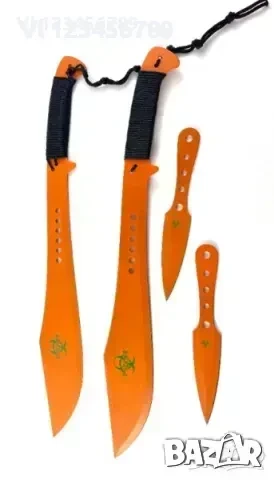 Мачете масивно голямо Zombie Apocalypse killer Orange к-кт 4 остриета, снимка 2 - Колекции - 50772947