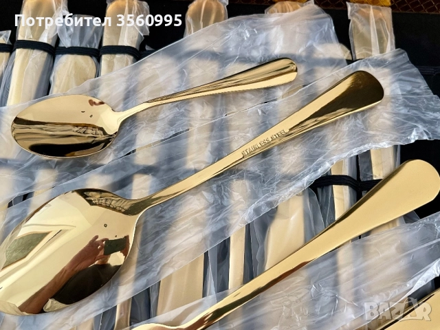 Прибори за хранене, златисти Комплект от 24 части. Нови, снимка 7 - Други стоки за дома - 52107019