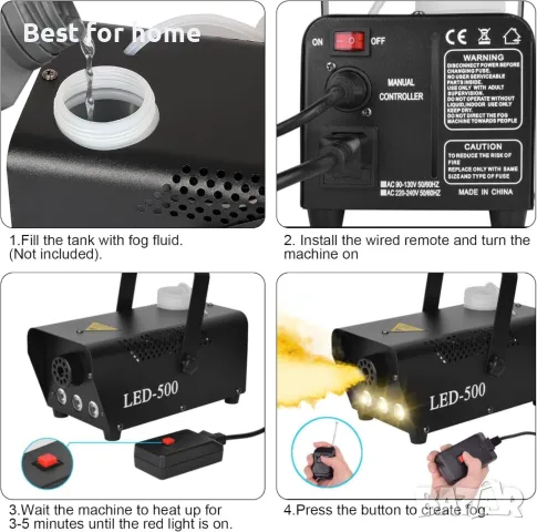 Bilisder Smoke Machine 500 W с RGB LED, машина за дим, снимка 4 - Друга електроника - 49434931