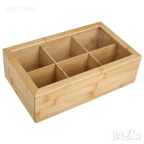 Бамбукова кутия за чай, С капак, Кафяв