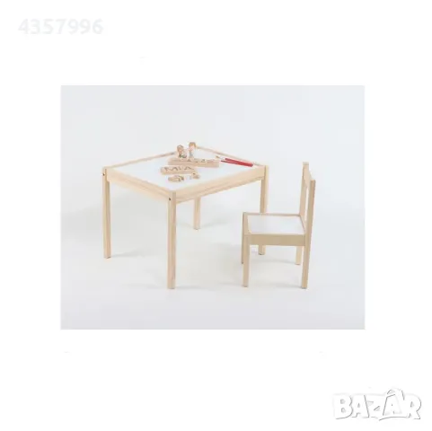  Комплект детска масичка и стол за деца, Дърво, Бял , снимка 2 - Столчета за хранене - 48999007