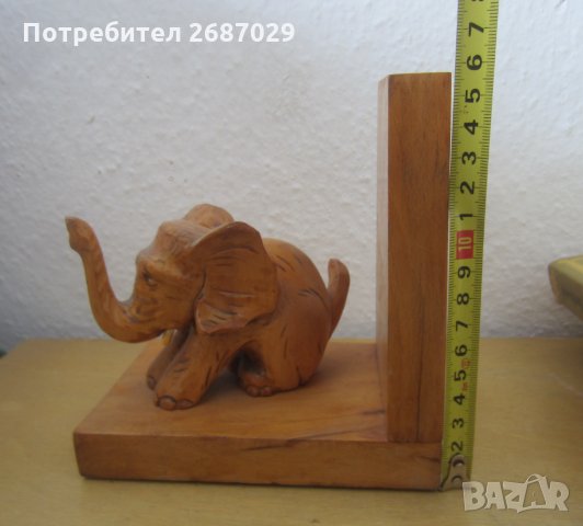 стар ограничител за книги със слон, фигура, дърворезба, снимка 6 - Статуетки - 29280609