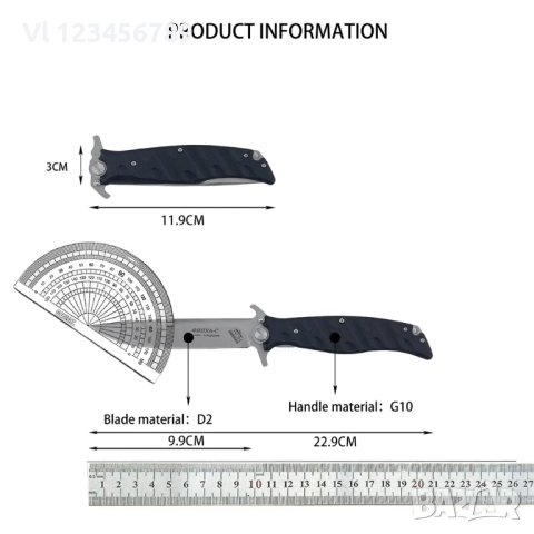 Руски сгъваем нож НОКС Финка-С, дизайн А.Бирюков - ЧЕРЕН, снимка 4 - Ножове - 52447436