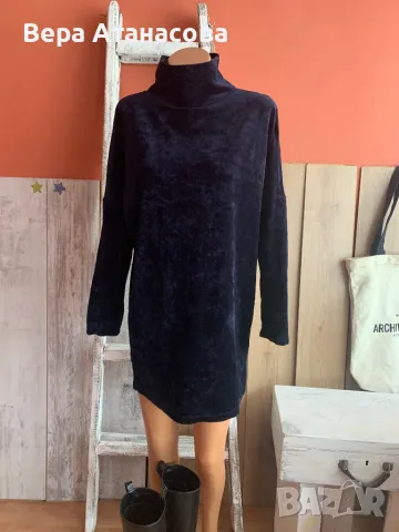 💙💙💙 Тъмносиня плюшена рокля🩵, снимка 2 - Рокли - 48327860