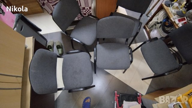 Стол - посетителски офис столове текстилна дамаска сива 5бр, снимка 10 - Столове - 43614694