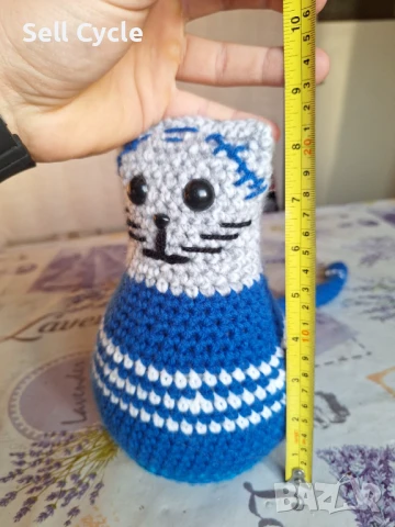 ✅РЪЧНО ПЛЕТЕНА ИГРАЧКА КОТКА ❗, снимка 4 - Плюшени играчки - 51399674