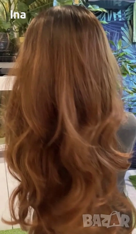 Червеникаво кестенява перука, снимка 7 - Аксесоари за коса - 53165164