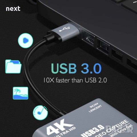 HDMI - USB 3.0 Video Capture Card Game Live Streaming OBS видео кепчър , снимка 6 - Други - 32911446