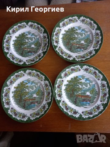 Четири красиви чинии Bounty cottage Royal Tudor froke on Trent, снимка 1