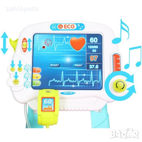 Комплект доктор на батерии с ЕКГ  - Розов, снимка 4 - Играчки за стая - 43298161