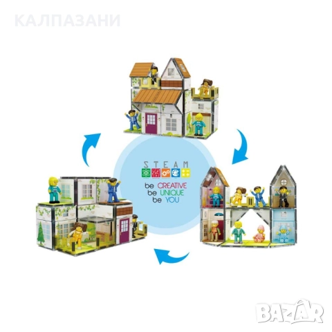 Picasso STEAM Магнитен конструктор Семейна къща - двустранни плочки 65 частиPTQ06, снимка 9 - Конструктори - 52128732