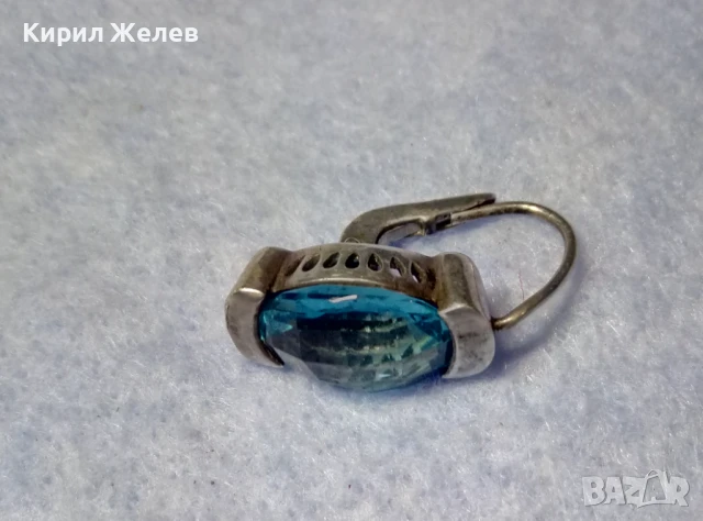 ПРЕКРАСНА СТАРА СКЪПОЦЕННА СРЕБЪРНА ОБЕЦИ СРЕБРО ВИСОКА ПРОБА с ЮВЕЛИРНО ФАСЕТИРАН СИН КРИСТАЛ 50181, снимка 9 - Антикварни и старинни предмети - 50510700