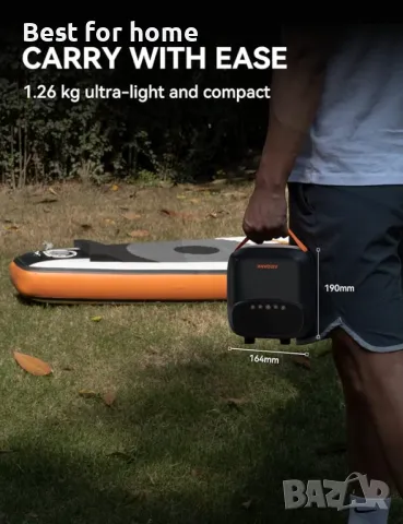 AIRBANK Мини електрическа въздушна акумулаторна, автоматична SUP помпа , снимка 3 - Друга електроника - 50218539