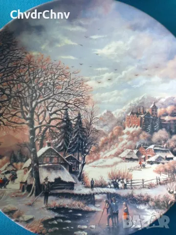 4бр Furstenberg Бавария/немска колекционерска декоративна порцеланова чиния-картина/пейзажи, снимка 3 - Картини - 48044329