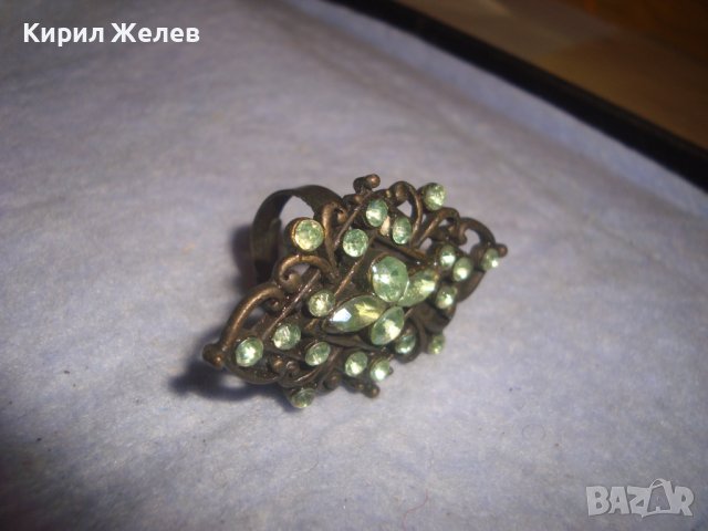 РЕТРО АРТ ДЕКО КРИСТАЛЕН МЕСИНГОВ АЖУРЕН КРАСИВ ПРЪСТЕН РЕГУЛИРУЕМ МОДЕЛ 16570, снимка 8 - Пръстени - 37463660