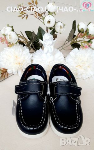 №21-№27, Бебешки мокасини за момче, тъмно сини с бял кант и велкро, снимка 3 - Бебешки обувки - 37919770