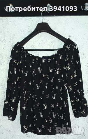 Дамска блуза елегантна с котенца, снимка 1 - Блузи с дълъг ръкав и пуловери - 43673696