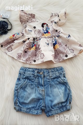 Къси дънкови панталони и туника 3-6 месеца, снимка 10 - Бебешки дънки - 32612836