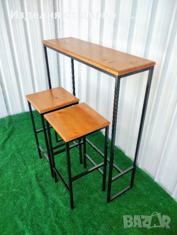 Железни бар маси и столове комбинация с дърво , снимка 4 - Маси - 51102671