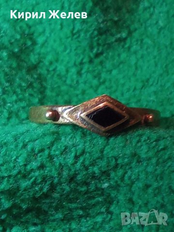 СТАРИНЕН БРОНЗОВ ПРЪСТЕН с РОМБОИДЕН ШЛИФОВАН ЧЕРЕН ОНИКС МАЙСТОРСКА РЪЧНА АРТ-ДЕКО ИЗРАБОТКА 8487, снимка 5 - Антикварни и старинни предмети - 34831035