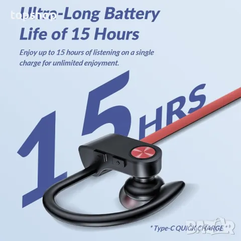 Bluetooth 5.3 слушалки TONEMAC U8, IPX7, 15 часа батерия, червени, снимка 5 - Bluetooth слушалки - 50355297