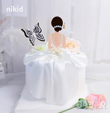 Дама Момиче Лейди жена гръб топер с рокля плат украса за торта сватба бал рожден ден моминско парти, снимка 3 - Други - 36890623