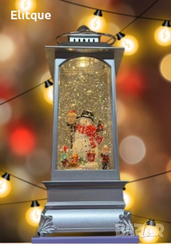 Коледна декоративна лампа със снежен човек в сребристо, снимка 5 - Декорация за дома - 52840905