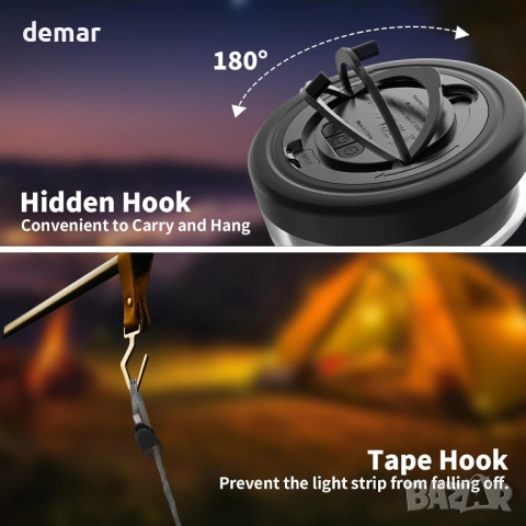 Къмпинг гирлянди 10M, 2 в 1 външен къмпинг фенер с 14 режима, 4000mAh, IP44, снимка 5 - Лед осветление - 51756853