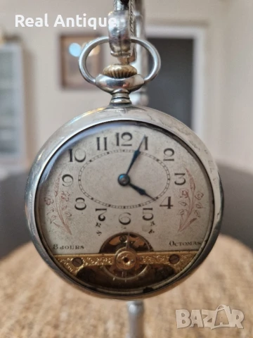 Рядък антикварен колекционерски швейцарски джобен часовник Hebdomas , снимка 3 - Антикварни и старинни предмети - 50976657