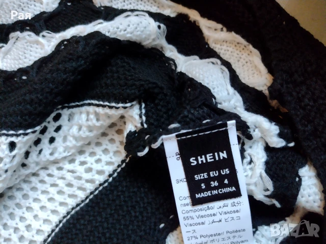 Плетена черно бяла рокля, снимка 12 - Рокли - 50658094