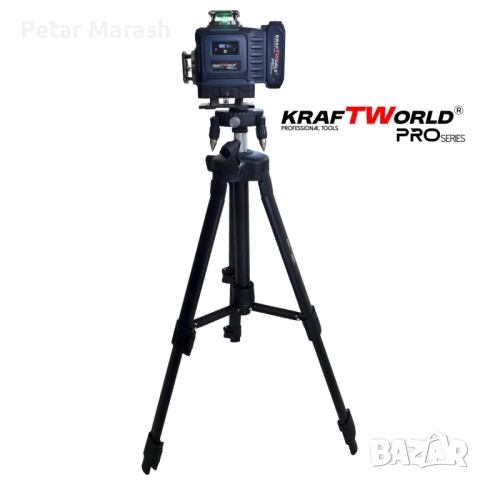 Лазерен нивелир Kraftworld PRO 4×360° с тъчскрийн дисплей, дистанционно и пълен комплект в куфар, снимка 4 - Измервателни инструменти - 52222539