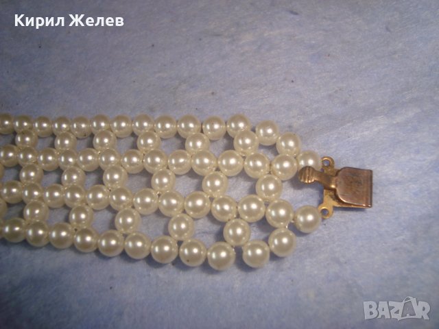 СТАРА ПЕРЛЕН ТИП МЪНИСТЕНА РЕТРО АР НУВО СТИЛ ГРИВНА с ПОЗЛАТЕНА ЗАКОПЧАЛКА 8962, снимка 8 - Гривни - 37072439