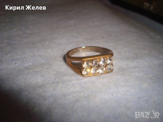 СТАР БРОНЗОВ ЗЛАТИСТ АРИСТОКРАТИЧЕН АРТ ДЕКО СТИЛ ПРЪСТЕН с ЦИРКОНИ 24926, снимка 4 - Пръстени - 37473060